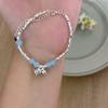 Exquisita pulsera de carillón de viento dulce, diseño lindo de moda, cuentas de jade azul, plata rota, algunas dos joyas versátiles de alta gama