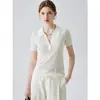 Camiseta de Manga Corta con Hombro Normal de Lyocell Hielo Seda Fresca para Mujer 2026 Verano Nuevo Top de Punto de Alta Gama POLO