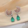 Brincos de Zircônia Incrustada em Cobre Leve Luxo Série de Cores Dopamina de Verão Brincos Flor Colorida Moda Diamante Brinco com Pino de Prata