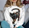 Sudadera Nueva Transfronteriza de Amazon Sudadera Estampada de Cuello Redondo Pulóver Top para Mujer Manga Larga Una Pieza D-Made
