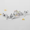Pendientes de Plata de Ley 925 para Mujer, Elegante Diseño de Mariposa con Diamantes, Pendientes Sencillos, Joyería de Plata de Ley Moda Estilo Coreano
