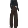 Venta Directa de Fábrica Jeans Marrones de Pierna Curva para Mujer Otoño/Invierno 2026 Diseño Holgado con Sentido del Estilo Pantalones de Pierna Ancha para Alargar la Figura