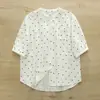 2025 Nuevo Estilo de Verano Estilo Japonés Estampado de Lunares Cárdigan de Hilo de Doble Capa Camisa de Manga Corta para Mujer Venta al por Mayor