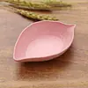 Prato criativo em formato de folha de plástico feito de palha de trigo para cozinha doméstica, prato pequeno para picles, louça, molho para mergulhar e lanches
