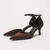 Venta al por mayor de nuevas sandalias de punta abierta sin talón transfronterizas, tacones de aguja y tacones sencillos y versátiles para mujer para el uso diario, directamente de fábrica