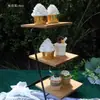 Exhibidor de Mesa de Postres Mori Adornos de Mesa de Madera Sólida Boda Compromiso Cumpleaños Banquete de Negocios Cena Fría Mesa para Pausa de Té