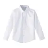 Camisa branca de algodão para meninos Roupas de desempenho de manga comprida Camisa branca feminina do ensino médio Vestido de menino para crianças Uniforme escolar do aluno