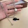 Lindo Collar de Acero de Titanio de Doble Capa con Doble Cara Sonriente con Goteo de Aceite Estilo Frío Personalidad Elegante Cadena para Suéter Collar Atmosférico Cadena