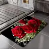 Felpudo de Entrada con Flores de Rosa Transfronterizo, Felpudo Absorbente, Felpudo Antideslizante para Dormitorio, Alfombra para Sala de Estar, Felpudo para Entrada