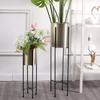 Luz nórdica luxo galvanoplastia Golden Flower Holder Venda por atacado Creative Simulation Green Planting Sala de Estar Varanda Piso Decorativo Flor Pot Ornamentos