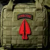 Bolsa Táctica Negra y Roja Bordada Airborne Classic Forma de Durazno Espada Relámpago Accesorios Insignia Parche