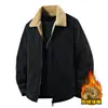Chaqueta de invierno para hombre con forro polar, lana de cordero engrosada, cuello camisero, chaqueta de pana, abrigo cálido para hombre