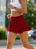 Saia-Short Fitness de Cintura Alta Estilo Europeu e Americano para Mulheres, Design Dois-em-Um com Forro Interno, Bolsos Anti-Exposição, Saia de Tênis, Saia para Esportes de Corrida e Golfe