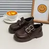 Sapatos de Couro Estilo College para Meninas de 6 a 12 Anos, Mocassins Macios para Primavera e Outono, Sapatos Pretos Escolares para Apresentação Infantil