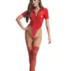 Luo Yi Fei Talla Europa y América Alta Elasticidad Cuero Brillante PU Ropa Interior Sexi Cuero Patentado Brillante Tubo de Acero Baile Nightclub Jumpsuit 682