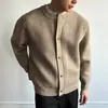 Suéter Cardigan Retrô Americano Pesado Anti-Pilling Solto Casual Old Money Gola Redonda Tricô Outono/Inverno Peça Externa Tendência