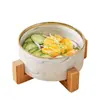 Bol para fideos nórdico, bol para sopa, creativo, patrón de mármol, bol para mascotas con marco de madera, bol para gatos, bol de agua, bol para cereales, decoración suave, maceta