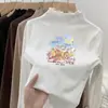 Camiseta Térmica Escovada de Manga Longa com Babados e Gola Meio Alta, Novo Estilo Outono/Inverno 2026 para Bebês Meninas