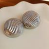 Pendientes semicirculares de metal con aguja plateada y raya, Europa y Estados Unidos, pendientes exagerados de viento frío, pendientes de temperamento de moda nicho al por mayor para mujeres