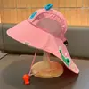 Chapéu capa de proteção solar infantil para o verão, aba larga proteção para o pescoço, proteção UV, chapéu de sol de desenho animado respirável para bebês meninos e meninas