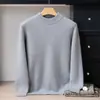 Suéter de Cashmere 100% Puro Espesso Novo Outono/Inverno 2026 para Homens, Suéter Tricotado de Camada Dupla com Gola Alta Meia, Camisa de Base