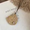 Colar oval de acrílico com cordão de couro nicho alta costura simples corrente para suéter pingente versátil estiloso