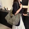 Bolso de Lona Estampado de Leopardo Transfronterizo 2026, Bolso de Mano Casual y Elegante, Bolso Tote de Hombro de Gran Capacidad Europeo y Americano para Mujer