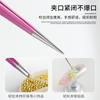 Pinzas multifuncionales de doble cabeza, de precisión y fácil agarre, con cinta adhesiva de papel para uñas, barra de presión de silicona, herramienta japonesa para estampar uñas.