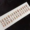 30 piezas de uñas postizas de tira completa T140/S289 estampado de leopardo de queso escalonadas cortas diamante brillante estilo deseo puro manicura blanqueadora de piel de chica popular