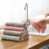 Venta Directa de Fábrica Toalla de Cocina de Terciopelo Coral de Dos Colores Doble Cara Antiadherente Aceite Limpieza de Cocina Estropajo Trapo Absorbente Fabricante