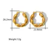 Comercio exterior transfronterizo superventas simples retro moda liso plisado geométrico clásico oro real 18K acero inoxidable aretes