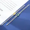Pulseira de Ouro K com Flor, Pedra Esmeralda e Zircônias, Estilo Diário Versátil, Nova, Cruzada Europeia e Americana