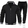 Jaqueta Casual Masculina Tendência de Comércio Exterior Transfronteiriço 2024 Conjunto de Jaqueta Masculina Color Sólida Esportiva Primavera e Outono