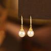 Pendientes colgantes de plata de ley 925 con forma de loto de la suerte para mujer, estilo retro, elegante, cibernético, de lujo, ligeros, con gancho para la oreja