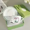 Vendas Diretas Transfronteiriças Xícara de Café e Pires Britânicos Série Jardim Botânico de Porter Xícara e Pires de Porcelana Óssea Par de Xícaras Casal Simples e Exquisito