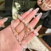 Pulsera de Cristal Rosa Pastel Dorado Natural, Pulsera de Cristal de Doble Círculo, Colgante de Calabaza Pequeña de Lujo Ligero, Regalo de Joyería de Alta Gama