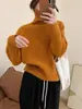 Suéter de cuello alto liso transfronterizo europeo y americano para mujer, otoño e invierno 2026, jersey de punto holgado y versátil, camiseta básica de estilo casual para mujer