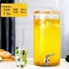 Cubo de Coca-Cola, Cubo para Bebidas de Jugo, Buffet, Cubo para Té de Frutas, Cubo para Vino, Cubo de Vidrio de Gran Capacidad, Tetera para Agua Fría con Grifo