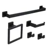 Porta-toalhas de aço inoxidável transfronteiriço porta-toalhas de banho barra de toalha conjunto de cinco peças para banheiro pingente ferragens de banheiro conjunto de tubo quadrado