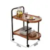 Mesa de centro pequeña móvil con ruedas, mesa auxiliar para sofá de sala de estar, minimesa pequeña con estante de almacenamiento y carrito de comedor de estilo nórdico.