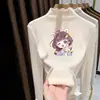 Camiseta infantil base de veludo alemão dupla face gola alta meia manga com babados versátil casual nova camiseta para crianças
