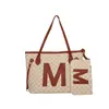 Bolsa Grande com Estampa de Letras 2026 Tendência Simples Casual Texturizada Bolsa de Ombro Retrô Bolsa Tote Duas Peças