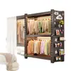Armario de estantes para uso doméstico en el dormitorio, estante de almacenamiento simple para apartamentos de alquiler, nuevo perchero de metal, armario de almacenamiento de acero, estante de almacenamiento