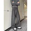 Pantalones Casuales de Pliegues Tridimensionales Estilo Old Money para Hombre, Diseño de Primavera y Otoño, Pantalones de Pierna Ancha Versátiles para el Trabajo, de Largo hasta el Suelo