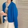 Cárdigan de Punto Grueso con Cuello Redondo para Mujer, Color Caramelo Estilo Coreano, Jersey Reductor de Edad, Top de Punto Holgado
