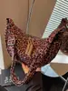 Bolsa de antebraço feminina, nova coleção de verão 2026, bolsa de ombro de grande capacidade, bolsa transversal moderna, bolsa de trabalho popular com estampa de leopardo