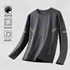 Camiseta de manga larga de otoño, capa base talla grande, cuello redondo para hombre, top simple y holgado, estilo coreano, camiseta estampada de moda