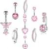 Novo Piercing de Umbigo com Zircônia Borboleta Flor Europeu e Americano Conjunto de Anéis para Umbigo Borboleta Pronto para Venda