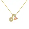 Knn-1344 Set de Collares con Letras Transfronterizos Más Vendidos con Planeta de Cobre Chapado en Oro y Colgante de Diamante en Forma de Corazón, Más Vendido en Amazon Tk