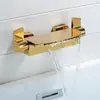 Grifo de cascada para bañera de cobre completo, salida lateral de cilindro a la pared, caliente y frío, baño, flujo grande, grifo de bañera empotrado en la pared